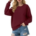 thumbnail image 1 of Fgnfyis Heavyweight Crewneck Sweatshirt for Oversized Color No Hood Pullover with Contrast Panels Casual Streetwear Top Womens Sweatshirts Red L, 1 of 4