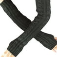 thumbnail image 1 of Ediodpoh Hemp Flowers Fingerless Knitted Long Gloves Gloves for Women Navy, 1 of 2
