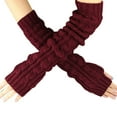 thumbnail image 1 of Ediodpoh Hemp Flowers Fingerless Knitted Long Gloves Gloves for Women Red, 1 of 2