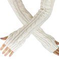 thumbnail image 1 of Ediodpoh Hemp Flowers Fingerless Knitted Long Gloves Gloves for Women White, 1 of 2