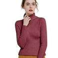 thumbnail image 1 of Ediodpoh High Neck Soft Blend Pullover Sweater Long Sleeve Knitted Casual Loose Sweaters for Women for Comfortable Warm Winter Fashion Brick Red L, 1 of 4