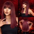 thumbnail image 1 of Ediodpoh High Temperature Silk Wig European and American Style Red Ladies Long Straight Hair Wig Suitable for Parties Festivals 50cm/20in Wigs for Women Red_007, 1 of 9