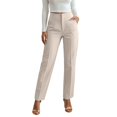 thumbnail image 1 of Fgnfyis Womens Summer Pants High Waist Pleated Detail Streamlined Fit Everyday Basic Solid Color Ankle Trousers Comfortable Women Pants Beige L, 1 of 5