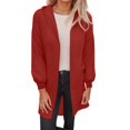 thumbnail image 1 of Ediodpoh Hooded Cardigan Sweaters for Women Fall Open Front Knit Winter Outerwear with Pockets Soft and Warm Red M, 1 of 5