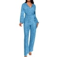 thumbnail image 1 of Riforla Casual Jumpsuit Long Sleeve Belted Sequin Jumpsuit Jumpsuits for Women Sky Blue M, 1 of 5