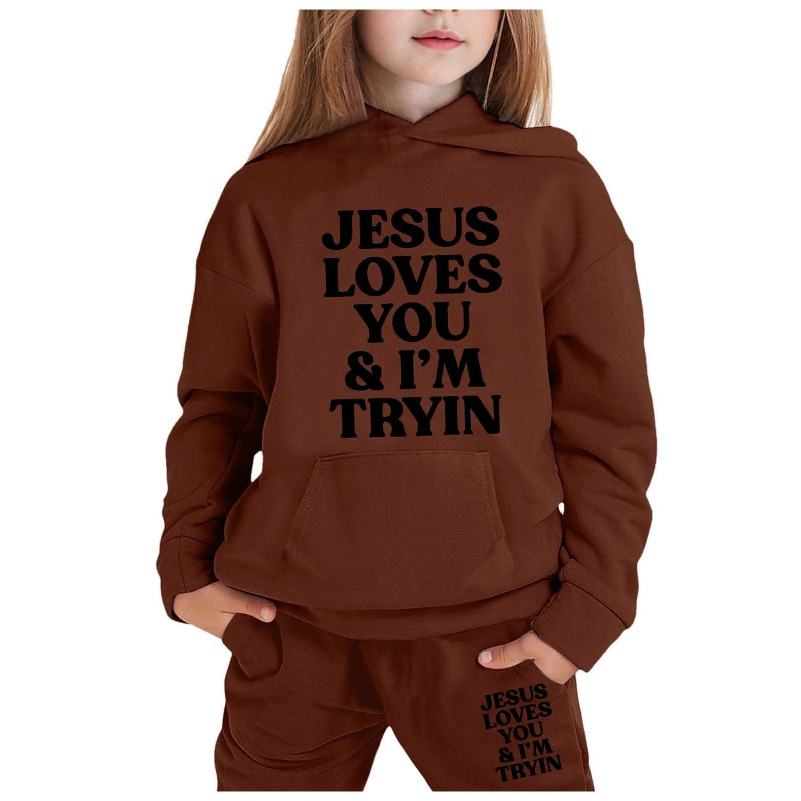 Ediodpoh Kids Clothes Set Children's Long Sleeved Hooded Hoodie Set