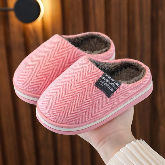 Ediodpoh Kids Shoes Fashion Flat Home Cotton Slippers Comfortable Soft Bottom Warm Cotton Slippers Pink 12