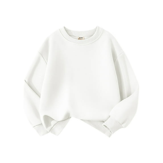Ediodpoh Kids Sweatshirts Toddler Kids Baby Boys Girls Basic Crewneck Pullover Sweatshirt Children's Solid Hoodie Coat Tops Boys Hoodies White 4-5 Years