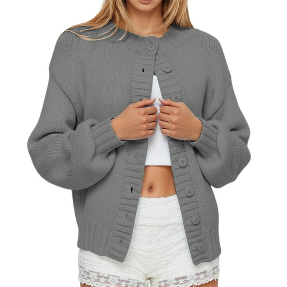 Ediodpoh Knit Sweater Coat Casual Long Cardigan Open Front Fall Winter Fashion Outerwear Soft Warm Comfortable Cardigan Sweaters for Women Grey