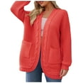 thumbnail image 1 of Ediodpoh Knitted Sweater Coat Long Sleeve Open Front Cardigan Outerwear with Rope Detail and Batwing for Autumn Winter Casual Fashion Womens Sweaters Brick Red XL, 1 of 5