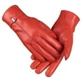 thumbnail image 1 of Ediodpoh Ladies 2025 Autumn Winter Solid Color Versatile Windproof Thick Cold Leather Gloves With Brick Red, 1 of 4