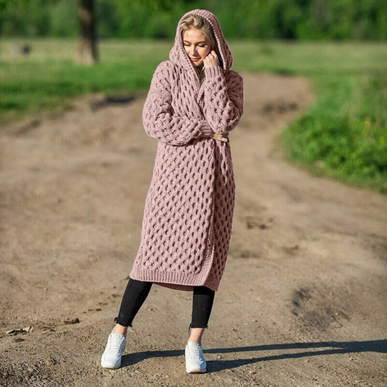 Ladies long hooded cardigan discount