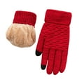 thumbnail image 1 of Riforla Ladies Double Layer Gloves with Thickened Jacquard Knit for Winter Cycling Ski Warmth Red, 1 of 3