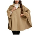 thumbnail image 1 of Ediodpoh Ladies Fashion Loose Plush Collar with Solid Color Windproof Cape Coat Elegant Outerwear Khaki, 1 of 9