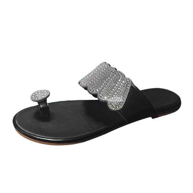 Ediodpoh Ladies Fashion Summer Rhinestone Toe Covers Versatile Flat ...