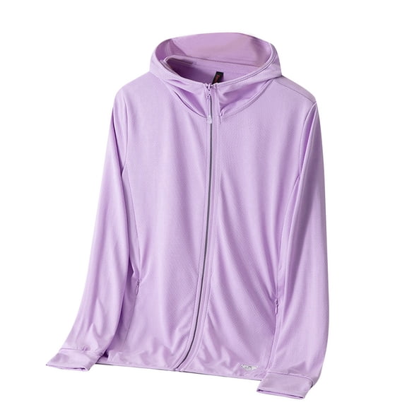 Ediodpoh Ladies Fashion Sunshade Sunblock Solid Color Cardigan Coat Top Protection Cardigans for Women Purple_002 L