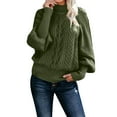 thumbnail image 1 of Ediodpoh Ladies Mid Neck Sweater Loose Long Sleeve Knit Solid Color Sweater Pullover Top Women Sweaters Green XXL, 1 of 6