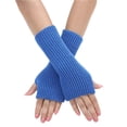 thumbnail image 1 of Fgnfyis Ladies Warm Knit Fingerless Gloves Convertible Mittens with Fashion Flowers for Autumn Winter Style Blue, 1 of 6