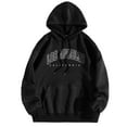 thumbnail image 1 of Fgnfyis Ladies Women's Letter Graphic Hooded Print Round Neck Long Sleeve Pullover Tops Womens Hoodies Black XL, 1 of 7