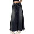 thumbnail image 1 of Ediodpoh Long Jean Skirt Blue High Waist Edge Denim Skirt Midi Length for Casual Wear Womens Skirts Blue S, 1 of 4
