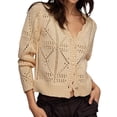 thumbnail image 1 of Ediodpoh Long Sleeve Button Down Cardigan Sweaters for Women Open Front Knit Coat Casual Outwear for Autumn Winter Season Light Yellow M, 1 of 8