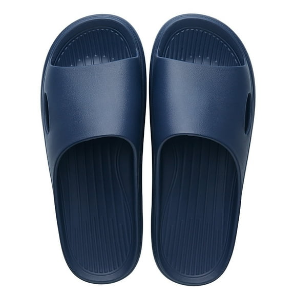 Ediodpoh Men and Women Slippers Bathroom Home Slippers Summer Beach Solid Color Flat Bottom Home Sandals Slippers for Men Navy 10.5
