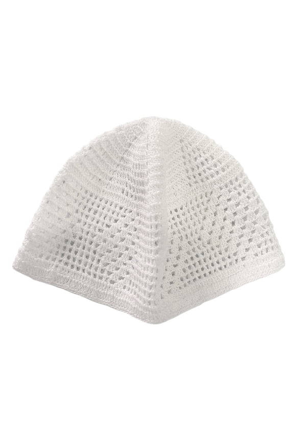 Mens Pure Knitted Handmade Inner Hat for Arab Style Comfortable and Lightweight White
