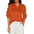 thumbnail image 1 of Ediodpoh Name Women's Summer Solid Color Short Sleeve Ruffle Collar V Neck Blouse Women's Tops Orange XXL, 1 of 7