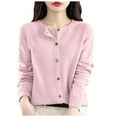 thumbnail image 1 of Ediodpoh Osmanthus Needle Knitted Cardigan for Women in Autumn and Winter Korean Round Neck Outerwear Base Sweater Cardigan Sweaters for Women Light Pink L, 1 of 5