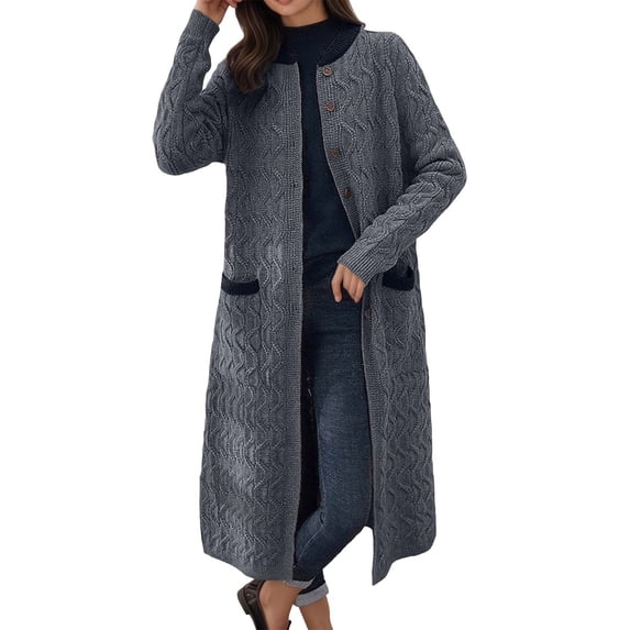 Ediodpoh Oversized Cardigans for Women Longline Knit Open Front Sweater Coat Casual Outwear for Everyday Fashion Grey