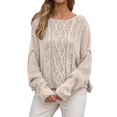 thumbnail image 1 of Ediodpoh Oversized Knit Sweater Soft Yarn Pullover Casual Winter Warm Pattern Crewneck Top for Fall Season Oversized Sweaters for Women Beige M, 1 of 5