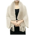 thumbnail image 1 of Riforla Permitime Thick Womens Loose Shawl with Collar Soft Warm Knitted Wrap for Cold Weather Cozy and Stylish White, 1 of 5