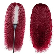 Ediodpoh Peruvian Curly Human Hair Wig Glueless Lace Front Human Hair Wigs for Women Red