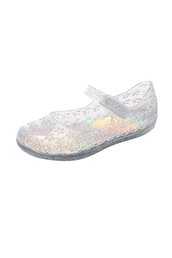 Riforla Princess Shoes Girls Sandals Jelly Mary Jane Dance Party Shoes for Kids Toddler Sandals for Kids White 9