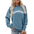 thumbnail image 1 of Ediodpoh Printed Long Sleeve Crewneck Sweatshirts for Women Soft Pullover Top Casual Loose Fit Streetwear Fashion Blouse Blue XXL, 1 of 4