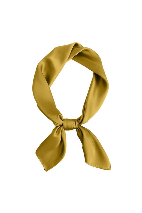 Riforla Pure Color Small Square Scarf 70x70cm for Women Polka Pattern Neck Scarf Ribbon Kerchief Versatile Gold