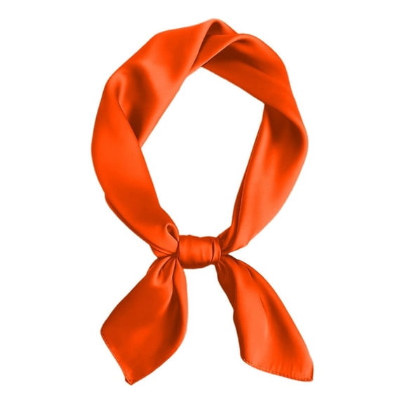 Riforla Pure Color Small Square Scarf 70x70cm for Women Polka Pattern Neck Scarf Ribbon Kerchief Versatile Orange