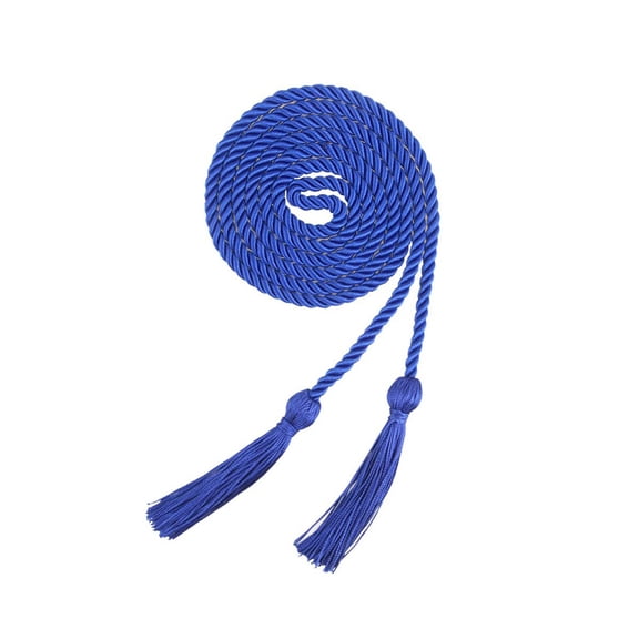 Riforla Pure Color Woven Graduation Honor Cord with Double Tassels Academic Stole Neck Sash for Gown and PhD Dark Blue