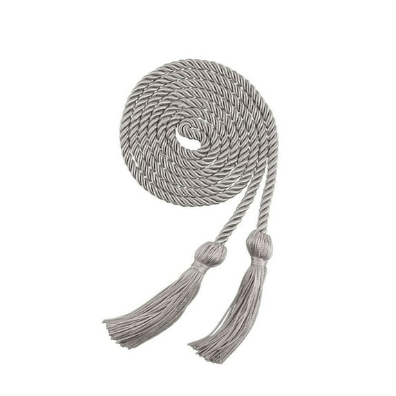 Riforla Pure Color Woven Graduation Honor Cord with Double Tassels Academic Stole Neck Sash for Gown and PhD Grey