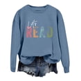 thumbnail image 1 of Ediodpoh Reading Book Sweatshirt Women Let's Read Graphic Long Sleeve Shirts Crewneck Teacher Library Bookish Pullover Tops Womens Sweatshirts Blue S, 1 of 4