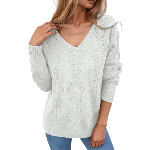 Ediodpoh Reversible Knit Cardigan for Women Long Sleeve Open Front Sweater with Backless Design Outwear for Fall Winter White XL