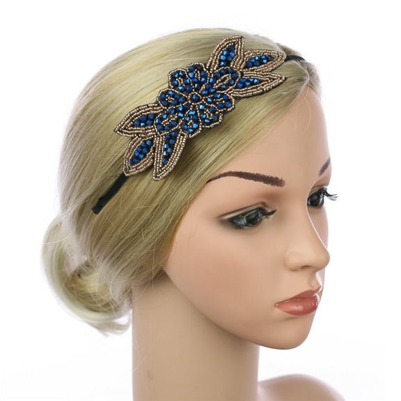 Ediodpoh Rhinestone Headband Hair Band for Women Girls Fashion Elegant Hair Accessories for Daily Wear Party Blue