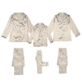 thumbnail image 1 of Ediodpoh Satin Silk Button Down Pajamas PJ's Sets Solid Two Piece Family Matching Sleepwear Loungewear Long Sleeve Silk Nightwear for Women Beige S, 1 of 8