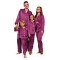thumbnail image 1 of Ediodpoh Satin Silk Pajamas PJ's Solid Family Matching Sleepwear Loungewear Nightwear Pants Set for Women for Women Purple S, 1 of 9