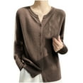 thumbnail image 1 of Ediodpoh Seamless Knit Cardigan for Long Sleeve Solid Color Sweater Coat Soft Cardigan Sweaters for Women for Comfortable Open Front Coffee M, 1 of 5