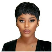 Ediodpoh Short Black Wavy Layered Short Human Hair Wig for Black Women Wigs for Women Black