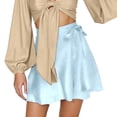 thumbnail image 1 of Ediodpoh Skirts for Women High Waist Wrap Flowy Mini Skirt with Tie Waist and Ruffles for Summer Beach Casual Wear Mini Skirts Light Blue M, 1 of 4