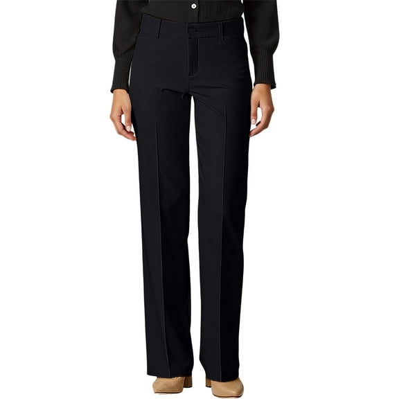 Ediodpoh Solid Comfort with Flex Motion High Waist Fashion Straight Leg Casual Womens Pants Black M