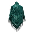 thumbnail image 1 of Ediodpoh Spring Autumn Winter Retro Large Square Scarf Ethnic Style Velvet Jacquard Fringe Shawl for Warmth Green, 1 of 3