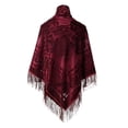 thumbnail image 1 of Ediodpoh Spring Autumn Winter Retro Large Square Scarf Ethnic Style Velvet Jacquard Fringe Shawl for Warmth Red, 1 of 3